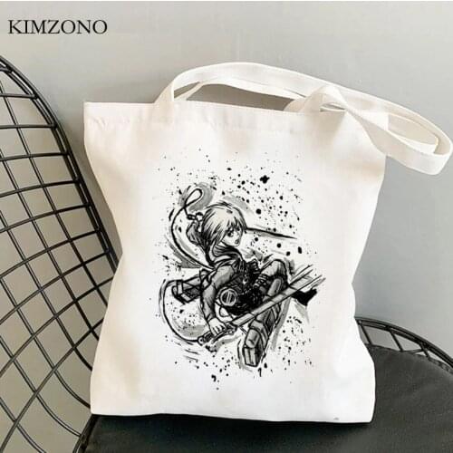 Attack on Titan shopping bag cotton tote bolsa grocery shopping shopper bag jute string boodschappentas net grab