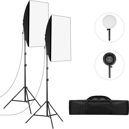 Photography LED Softbox Lighting 3200K-5500K 2*80W LED Light Studio Light Head 2pcs 20*27In Rectangular Softbox 2*2M Light Stand