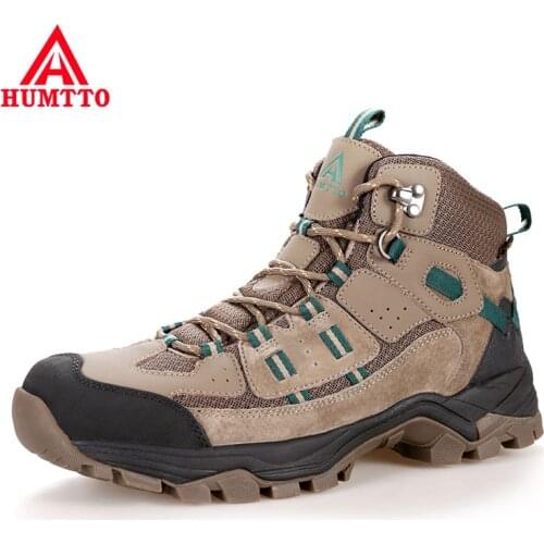 HUMTTO Waterproof Hiking Boots Men Breathable Leather Trekking Shoes Sport Mountain Hunting Outdoor Climbing Sneakers for Mens