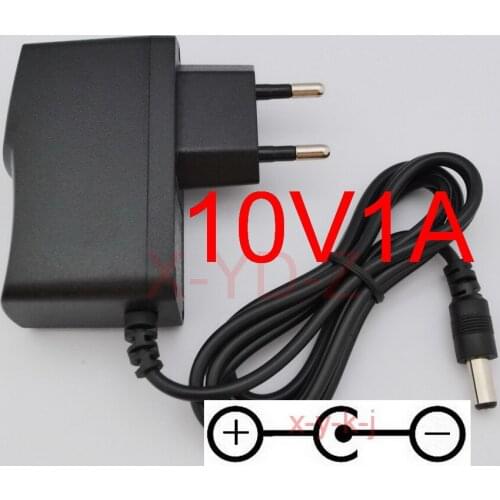 100PCS High quality AC/DC 10V 850mA-1000mA Switching Power Supply adapter Reverse Polarity Negative Inside EU plug