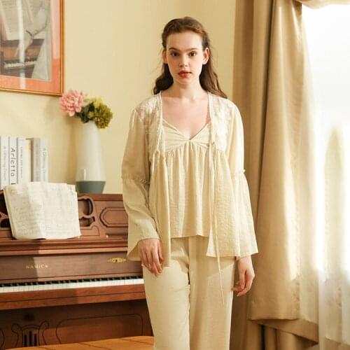 Women Autumn Winter New Lady Long Sleeve Casual Pajamas Set Solid Elegant Soft Comfortable Homewear Leisure Suit Nightclothes