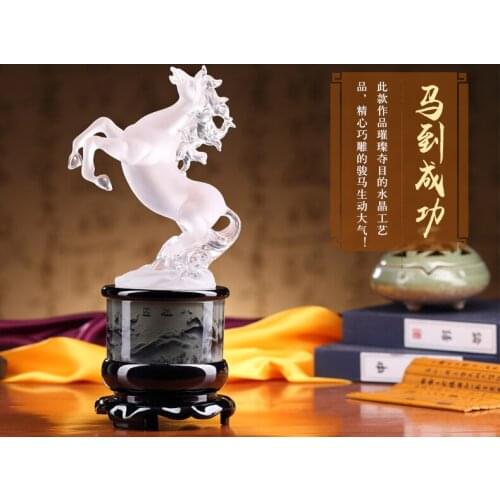 HOT SALE GIFT # 2020 office home efficacious Talisman Protection FENG SHUI Money Drawing 3D crystal HORSE ART statue- GOOD GIFT