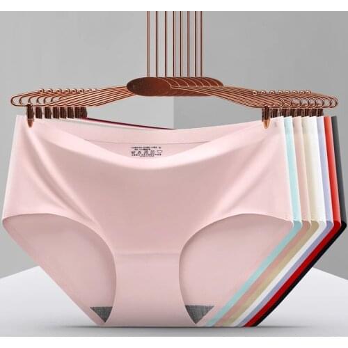 Women Seamless Underwear Low Waist Panties Ice Silk Lingerie Breathable Comfortable Briefs Hot Sale Skin-Friendly Underpant