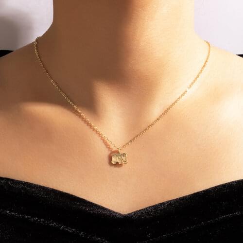 HuangTang Boho Cute Elephant Pendant Necklace for Women Minimalism Gold Color Clavicle Chain Beach Trendy Jewelry Gift 17402