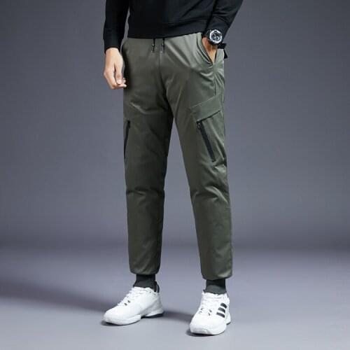 Winter 90% White Duck Down Pants for Men Quality Thick Warm Waterproof Snow Pants Man Down Padded Trousers Pencil Pants PT-487