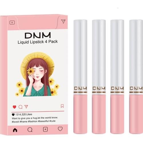 4Pcs/Set Cigarette Shaped Lip Gloss Lipstick Set Matte Velvet Waterproof Non-stick Cup Long Lasting Moisturizing Lipstick Kit