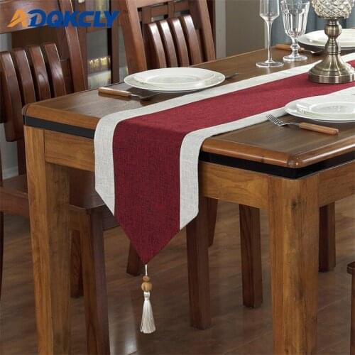 ADQKCLY Good Quality Dining Room Table Runner Cotton&Linen Dyed Decoration Desk Party Wedding Flag Home Decor 33*180/210cm