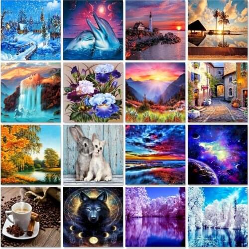 5D Diamond Painting Full Square Diamond Embroidery Landscape Cross Stitch DIY Diamond Painting Rhinestones Mosaic Handmade Art H