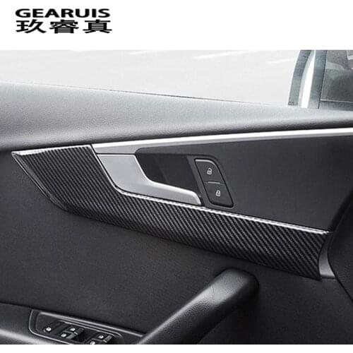 Car styling Interior Handle Covers Trim Door panel Strip Stickers for Audi a4 B9 stainless steel carbon fiber auto accessories