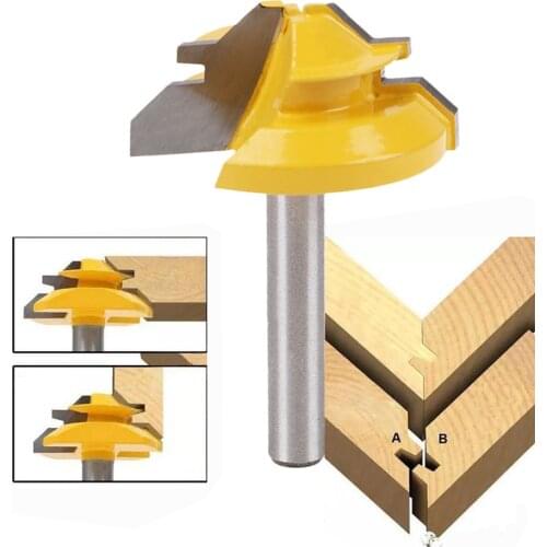 1/4" Shank 45 Degree Lock Miter Router Bit Carbide Alloy Milling Cutter Drill Bits Industrial Quality Woodworking Tools For Wood