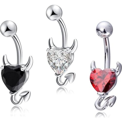 CZ Zircon Navel Belly Button Ring Love Heart Decor Piercing Navel Ring Jewelry Drop Dangle Bar Barbell Body Piercing Nombril