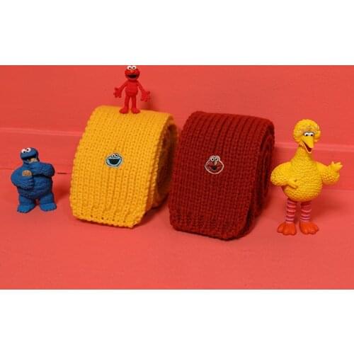 Fashion Women Lovely Autumn Winter Solid Scarf Warm Knitted Scarves Red Yellow Sesame Street Pattern