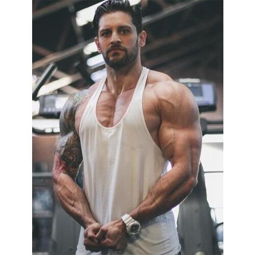 Muscleguys Plain Gyms Vest Bodybuilding Clothing Fitness Men Solid Musculation Stringer Tank Top Blank Sleeveless Undershirt Men