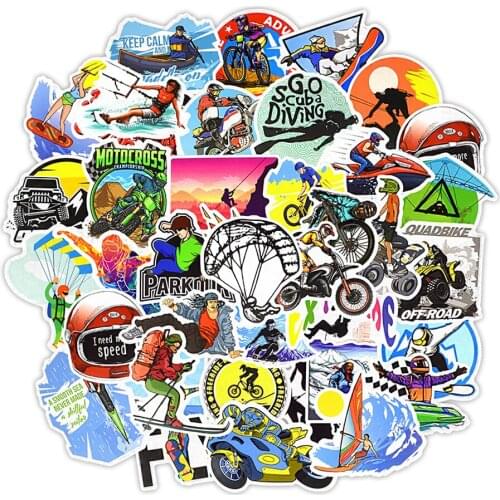 50 PCS Extreme Sport Stickers Outdoor Cartoon Wall Sticker Decoration Room Laptop Skateboard Bike Luggage Furniture Home Decor