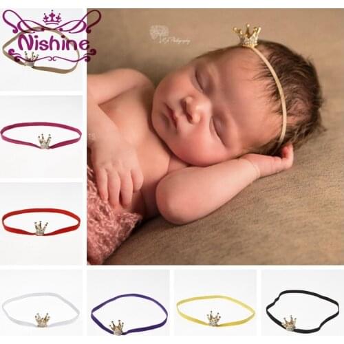 Nishine Newborn Alloy Crown Headband Elastic Birthday Kids Headwear Tiara Headdress Hair Accessories Photography Props