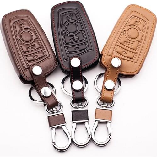 Latest car leather key cover For BMW 5 GT F07 530D F11 F10 520 525 520I E34 E60 E70 2 Button Remote Control Key Auto Accessories