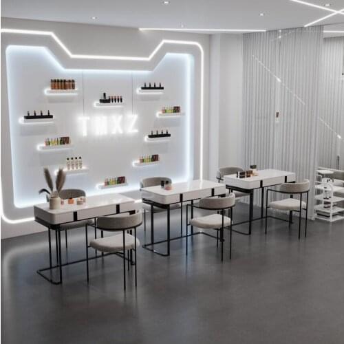 New Nordic net red manicure table iron single & double manicure table manicure shop table & Chair Set