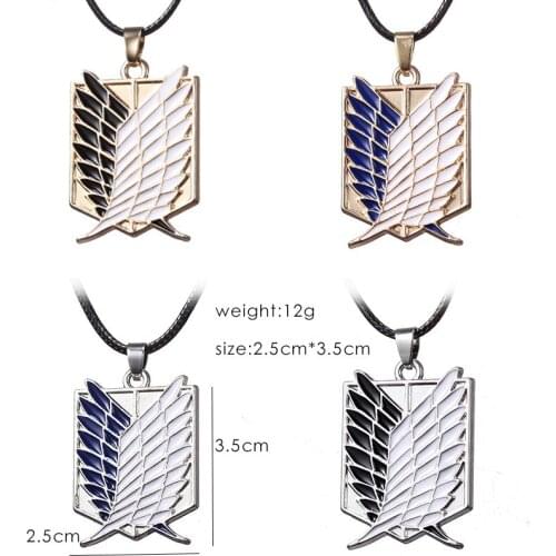Whosale 20Pcs/Lot Free Shipping Blue or White Attack on Titan Charm Necklace Pendants For Women Men Gift