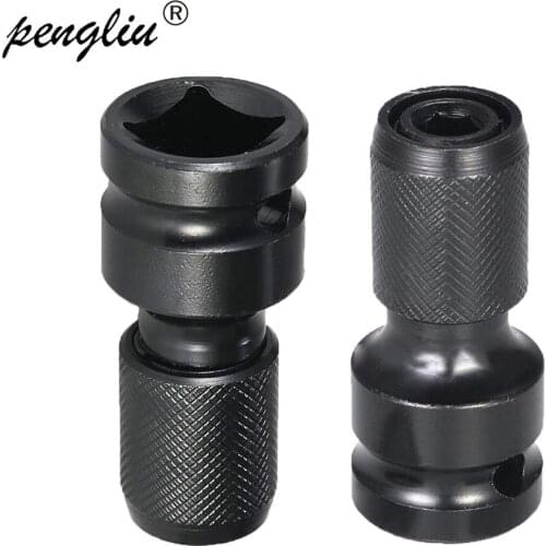 2PC 1/2 Square To 1/4 Hex Ratchet Socket Adapter Quick Release Chuck Converter for Impact Ratchet Wrench Screwdriver Bit