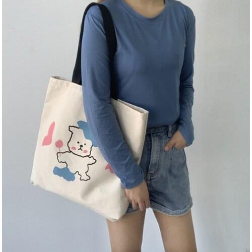 Womens Casual Canvas Shoulder Bag lovely sheep Shopping Bag Cotton Cloth Handbag Eco Reusable Large Tote Shopper Bags totebag