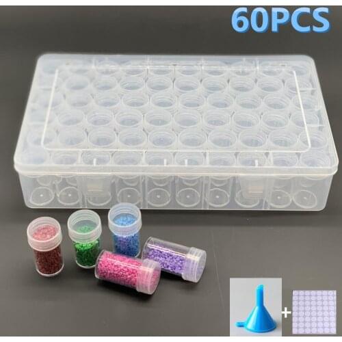 38/60/64/80 Bottle Transparent Container Box Diamond Painting Accessories Diamond Embroidery Bead Storage Box Wholesale Tools Da