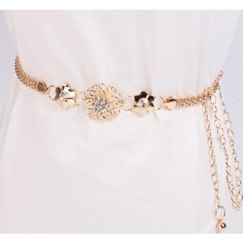 Belt Womens Lady Fashion Metal Chain Gold Color Belt Body Chain Elegant unique Fashion high quality Female Dress Decor Belts