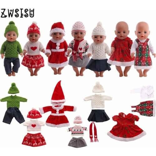 Christmas doll knit sweater hat and panties fit 43CM doll accessories dolls give children the best gift