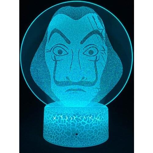 TV Series MONEY HEIST Logo 3D Picture Lamp Smart Phone Control 16Color Remote Control Bedroom Decoration Bedside Light Fans Gift