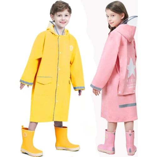 School Bag Raincoat Children Girls Waterproof Thickening Raincoat Jacket Hooded Poncho Long Walking Pupils Rainwear