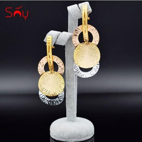 Sunny Jewelry Classic Jewelry Round Earrings Long Drop Dangle Earrings For Women High Quality Earrings For Party Engagement Gift