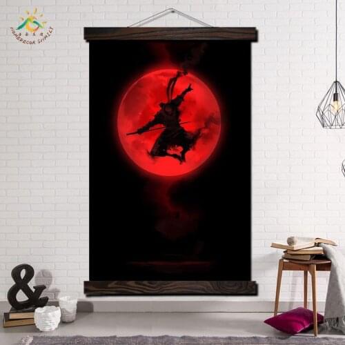 Red Sun Samurai Modern Canvas Art Prints Poster Wall Painting Scroll Painting Artwork Wall Art Pictures Home Decoration