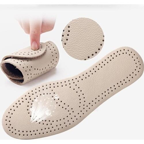 Ultra Thin Breathable Deodorant Leather Insoles Cushion Pigskin Instantly Absorb Sweat Replacement Inner Soles Shoes Insole Pads