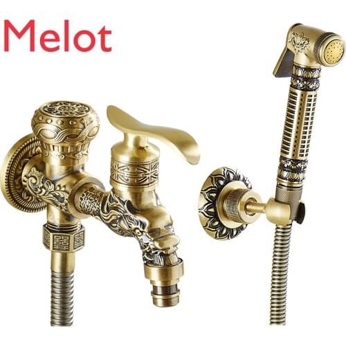 High-End Chinese-Style Copper European-Style Antique Spray Gun Faucet Toilet Spray Gun Balcony Outdoor Available