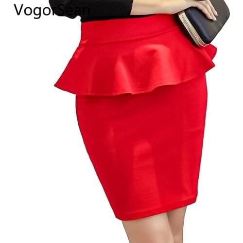 Skirts Womens New Summer Autumn Fashion Office Lady Skirts For Work Red Color Elastic Knee Length Slim Skir Women Plus Size