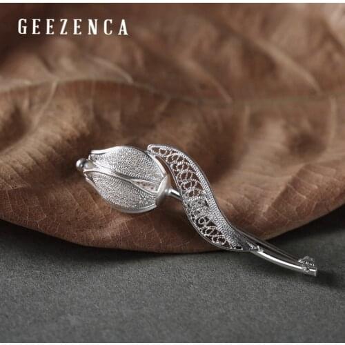925 Sterling Silver Korea Trendy Tulip Brooch 2019 Autumn Newest Original Design Flower Brooches Fine Jewelry For Women Gift