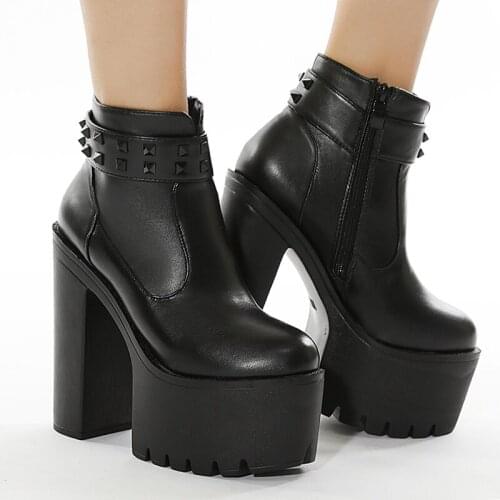 2021 New Fashion Womens High Heels Sexy Platform Pumps Ankle Boots in Black Size 40 41 42 qq038