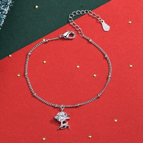 Pink Elk Chain Bracelets For Women Zircon Copper Round Beads Adjustable Cute Playful Maiden Korean Jewelry For Best Friend Gifts