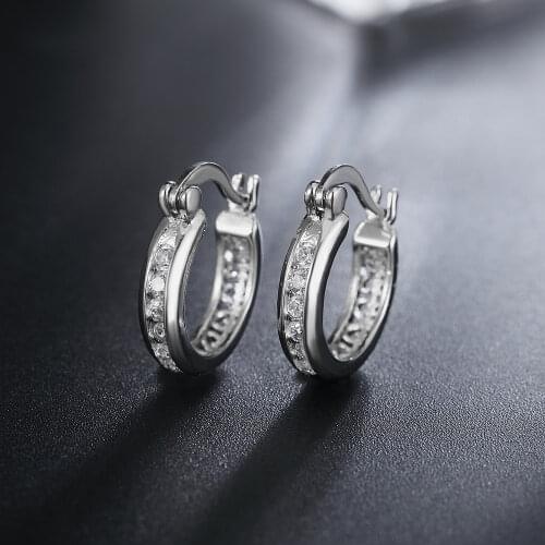 Hot fine noble 925 Sterling Silver crystal zircon Earrings for Women Fashion classic Christmas Gifts Wedding party Jewelry