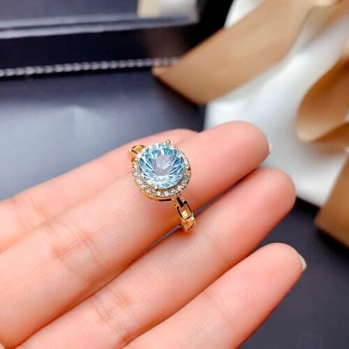 New 925 Silver Fashion Imitation Natural Blue Topaz Ring Eight Hearts And Eight Arrows Firework Cut For Women Elegance Jewelry