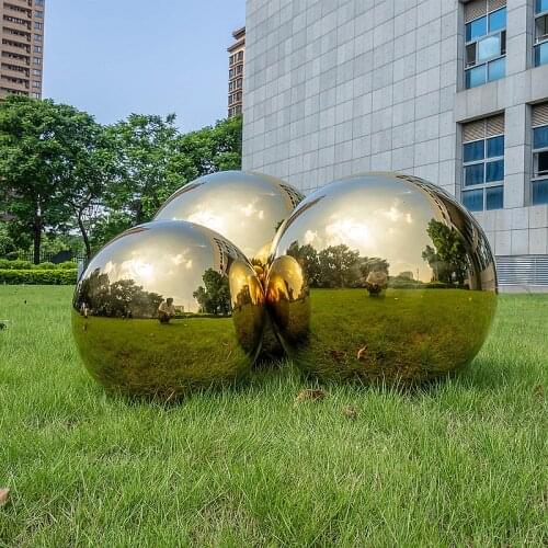 Gold ball Dia 300mm 30cm stainless steel titanium plated gold hollow ball seamless ball home yard interior decoration ball