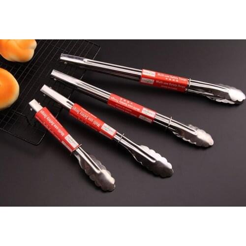 1PC Stainless Steel Tongs Bread Food Clip Barbecue Tong Pizza Bread Steak Clip Home Kitchen Utensils Accessories PM 010