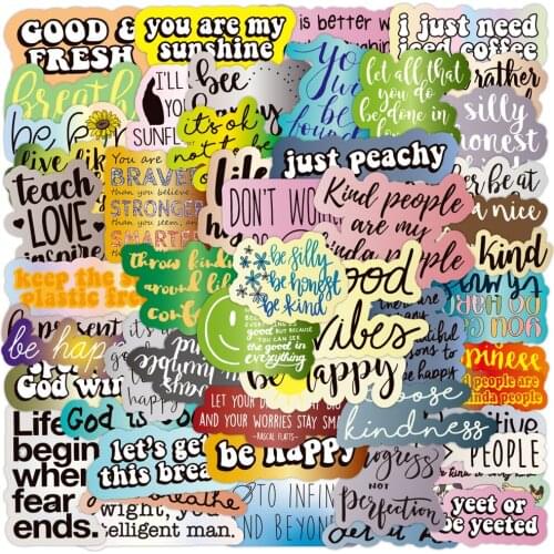 10/50PCS Mixed Motivational Phrases Stickers Bike Travel Luggage Phone Guitar Laptop Waterproof DIY Graffiti Sticker for Kids
