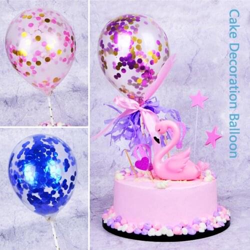 10Pcs 5 Inch Balloon Cake Topper Cloud Shape Confetti Balloon Cake Topper balons for Birthday Baby Shower Wedding Decoration