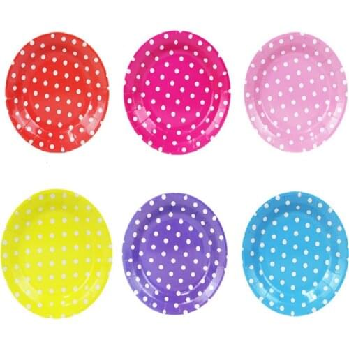 10pcs/lot Birthday Party Dishes Kids Favors Decoration Pink Tableware Baby Shower blue/red Polka dot Theme Paper Plates Supplies