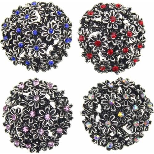 10PCS/LOT The women Bohemian Flower Metal 18mm snap button for leather bracelet jewelry one direction
