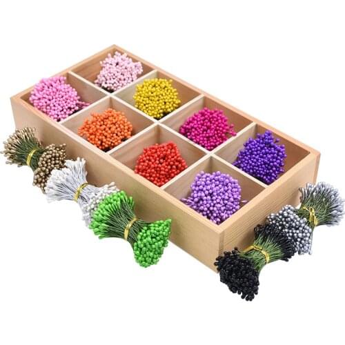 130/260pcs 3mm Colorful Mixed Artificial Flower Mini Cherry Stamen Berries Fake Flowers Gift Box DIY Wreaths Wedding Party Decor