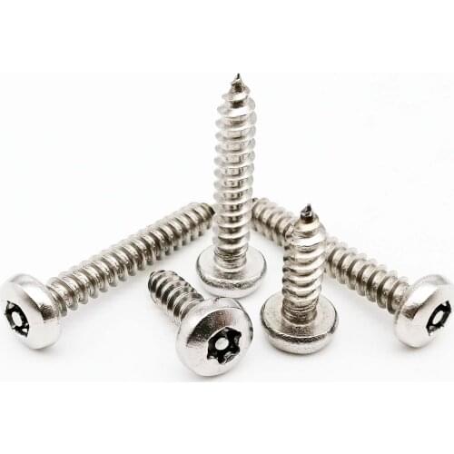 20pcs M2.9 M3.5 M3.9 M4.2 M4.8 304 Stainless Steel Pin Six Lobe Torx Pan Round Head Anti Theft Security Self Tapping Wood Screw