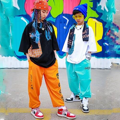 2021 New Jazz Modern Dance Clothes Summer Short Sleeved Loose Pants Hip Hop Dancing Clothes Performance Stage Costumes DQS7264