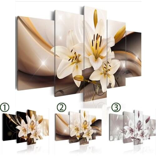 5PCS/Set Orchid Flower Art Print Canvas Painting Wall Picture Home Decoration,No Frame
