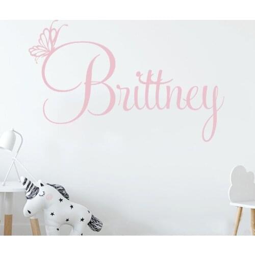 56*35cm Butterfly Personalized Name Wall Decal For Baby Room Home Decor Art Vinyl Murals Monogram Nursery Wall Stickers LC1209